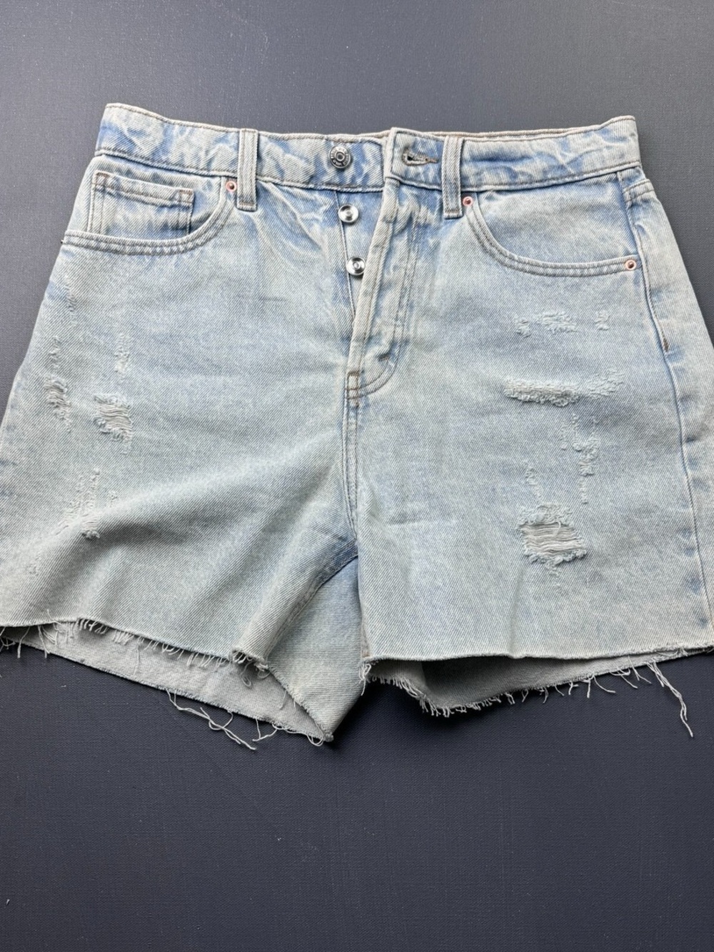 Wild Fable Super High-Rise Distressed Button Fly Cutoff Shorts Sz 0 💙☀️